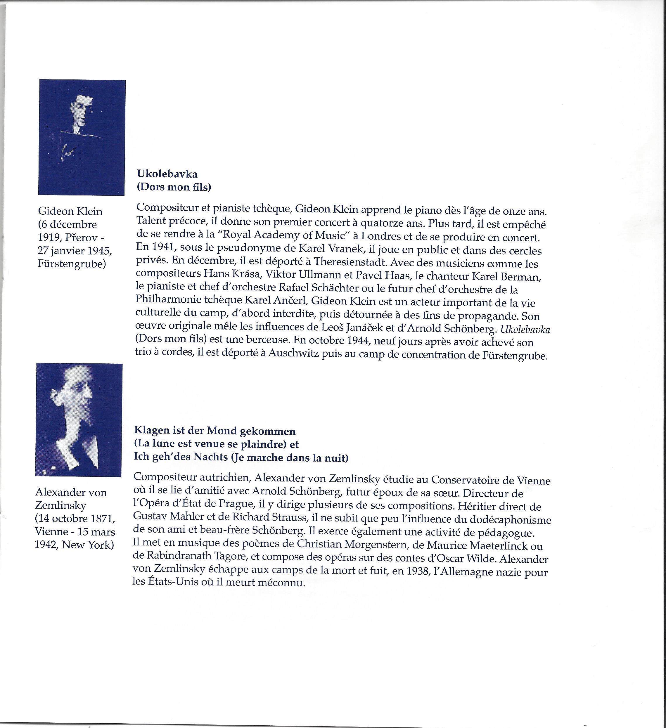 Gideon Klein & Alexander von Zemlinsky