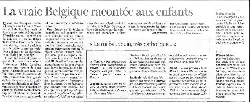 Histoire de Belgique à colorier dans Le Soir 25 mars 2006