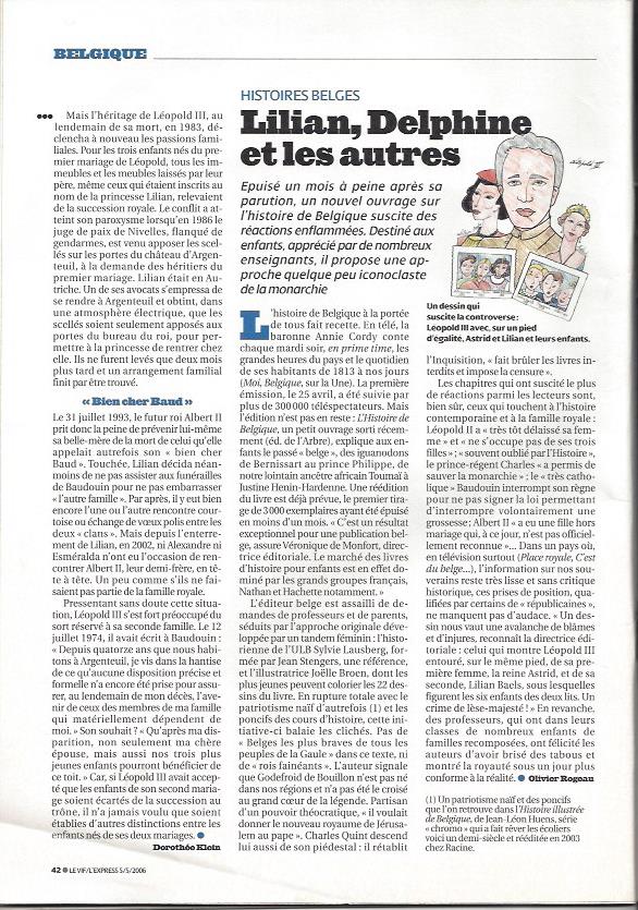 Histoire de Belgique à colorier dans Le Vif 5 mai 2006
